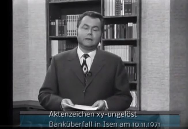 Eduard-Zimmermann bei Aktenzeichen xy ungelöst zum Banküberfall auf Sparkasse Isen