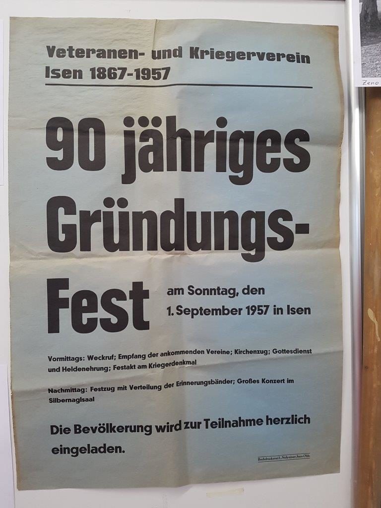 Plakat vom 90 jährigen Grundungsjubiläum im Jahr 1957 der Veteranen