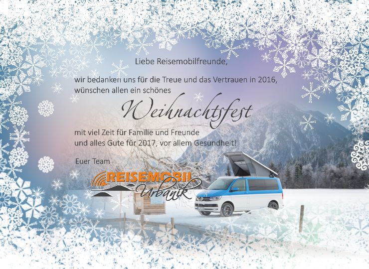 Weihnachtsgrlückwunsch von Reisemobile Urbanik aus Isen