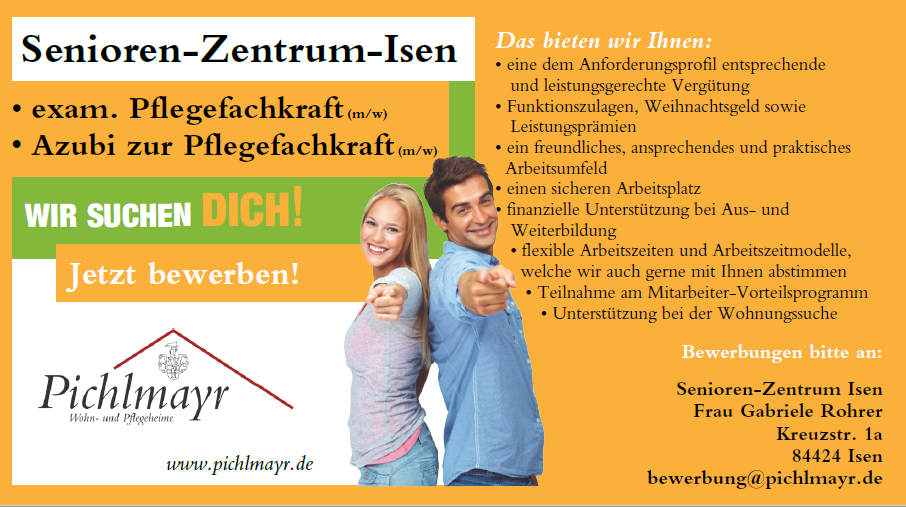 Pflegefachkraft in Isen gesucht. Ausbildungsstelle zur Pflegefachkraft zu vergeben