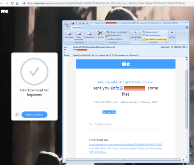 ACHTUNG - Gefahr! Neue Viren Verteilmethode über Wetransfer