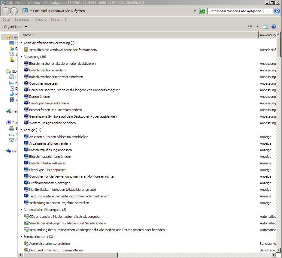 wie man in Windows den "Gott-Modus" aufruft