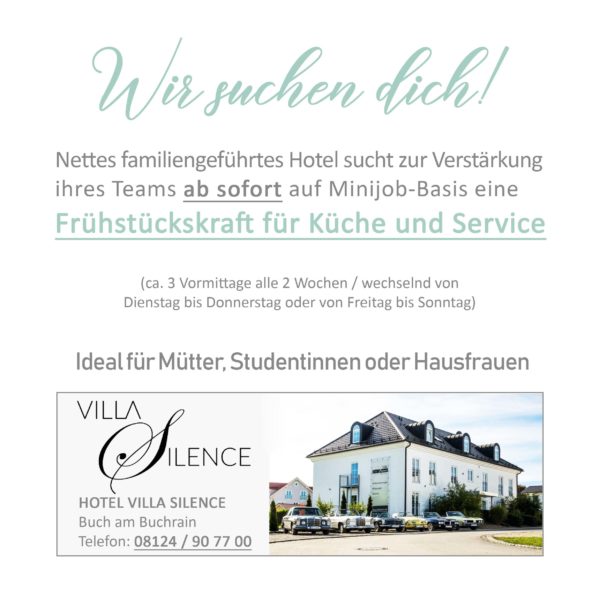 Stellenausschreibung Frühstückskraft Villa Silence