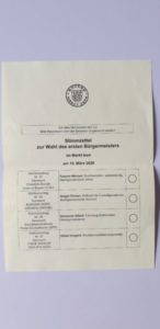 Stimmzettel Bürgermeisterwahl Isen 2020