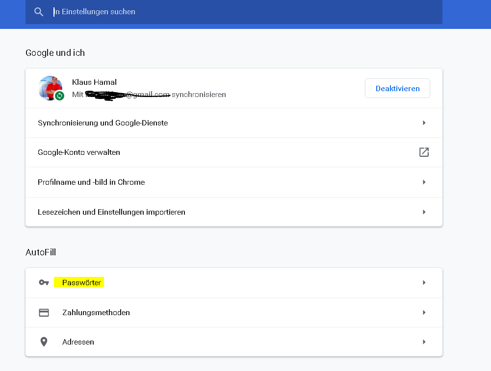 Google Chrome Passwörter anzeigen lassen