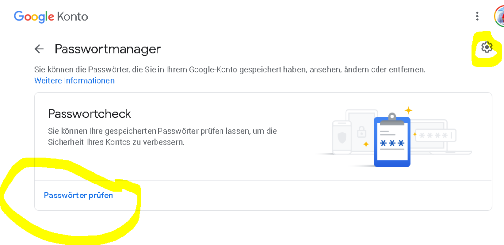 Google Passwort-Manager Passwörter exportieren