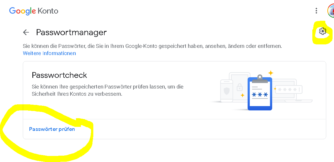 Google Passwort-Manager Passwörter exportieren