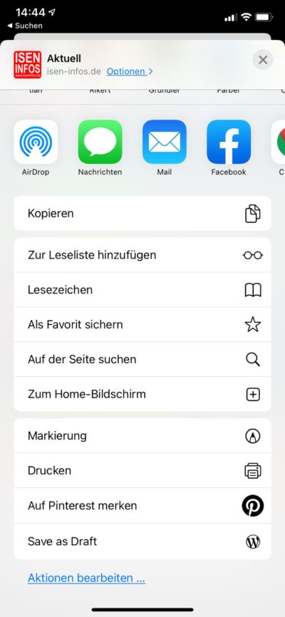 Zum Home-Bildschirm hinzufügen App Isen Infos