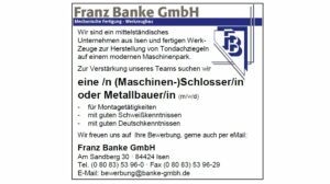 Franz Banke GmbH sucht Verstärkung fürs Team