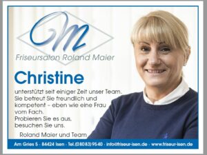 Christine unterstützt das Team im Friseursalon Maier
