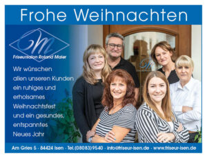 Weihnachtswünsche vom Friseurteam Maier