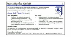 Franz Banke GmbH sucht eine/n CNC Fräser/-in (m/w/d)