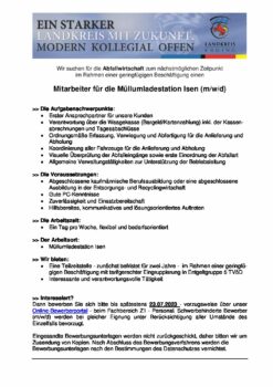 Stellenausschreibung Mitarbeiter Müllumladestation extern