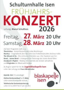 Frühjahrskonzert der Blaskapelle Isen 2026 2026-03-Inserat-Blaskapelle-Isen