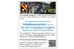 Stellenangebot in Lengdorf - bitte beachten schulhausmeister